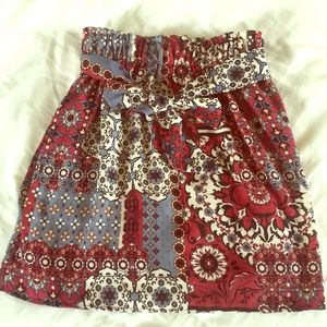 Patterned Skirt with accent belt